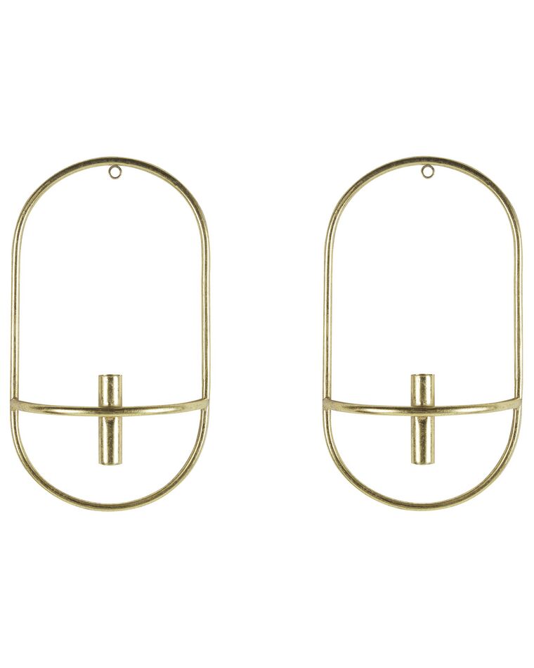Set of 2 Metal Wall Candle Holders Gold CAVIANA_826481
