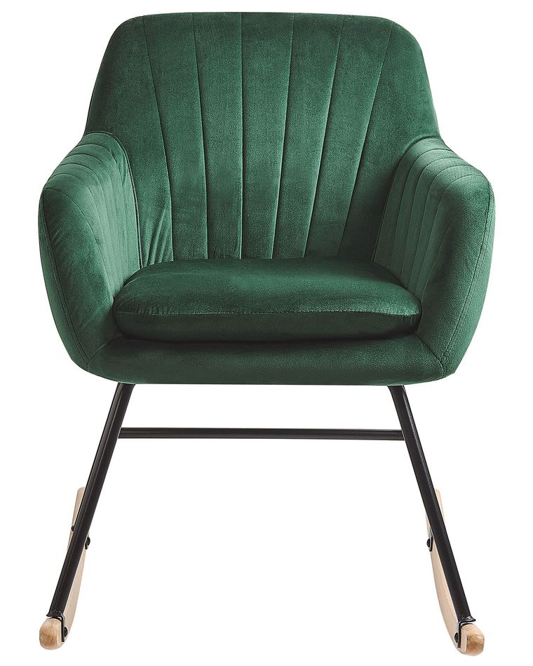 Velvet Rocking Chair Emerald Green LIARUM Beliani.co.uk
