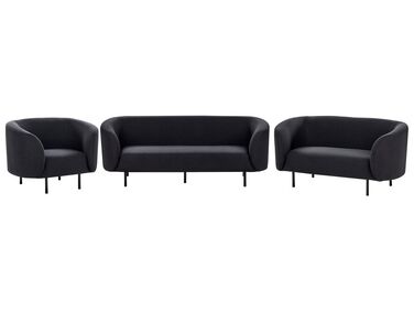 Conjunto de sofás 6 lugares em tecido preto LOEN