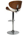 Chaise de bar en bois foncé et cuir PU blanc ROTTERDAM_732787