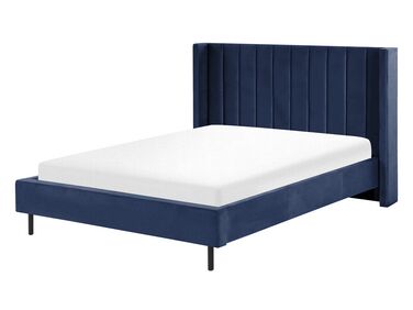 Łóżko welurowe 140 x 200 cm niebieskie VILLETTE