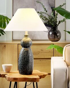 Pöytävalaisin keraaminen tummansininen/valkoinen MATINA Pöytävalaisin keraaminen tummansininen/valkoinen MATINA