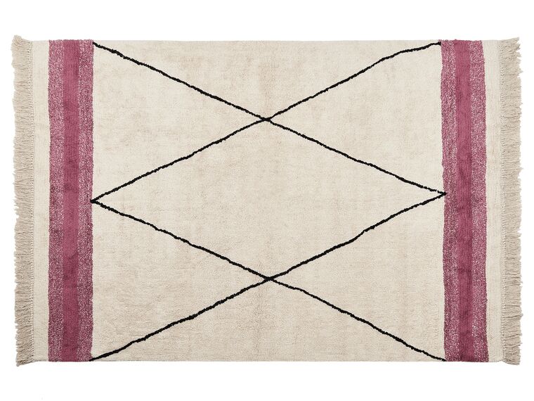 Bavlnený koberec 140 x 200 cm béžová/ružová AFSAR_839983