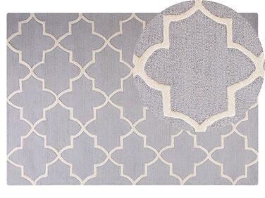 Teppich Wolle grau 140 x 200 cm marokkanisches Muster Kurzflor SILVAN