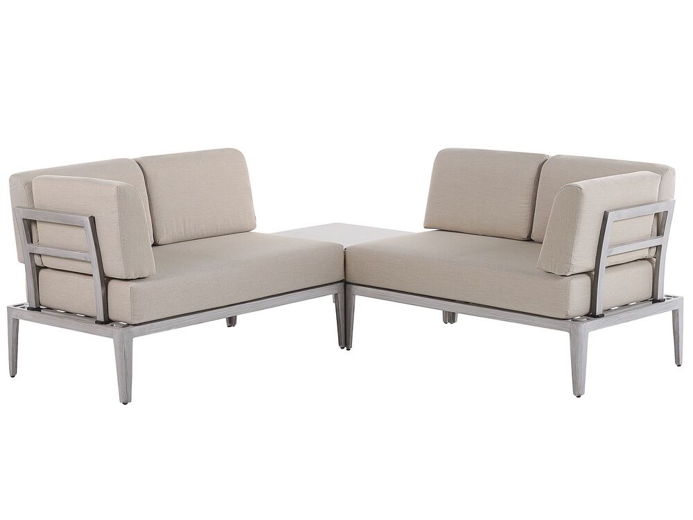 Rimas Con Sofaa 6 Seater Garden Corner Sofa Set Beige RIMA | Beliani.co.uk