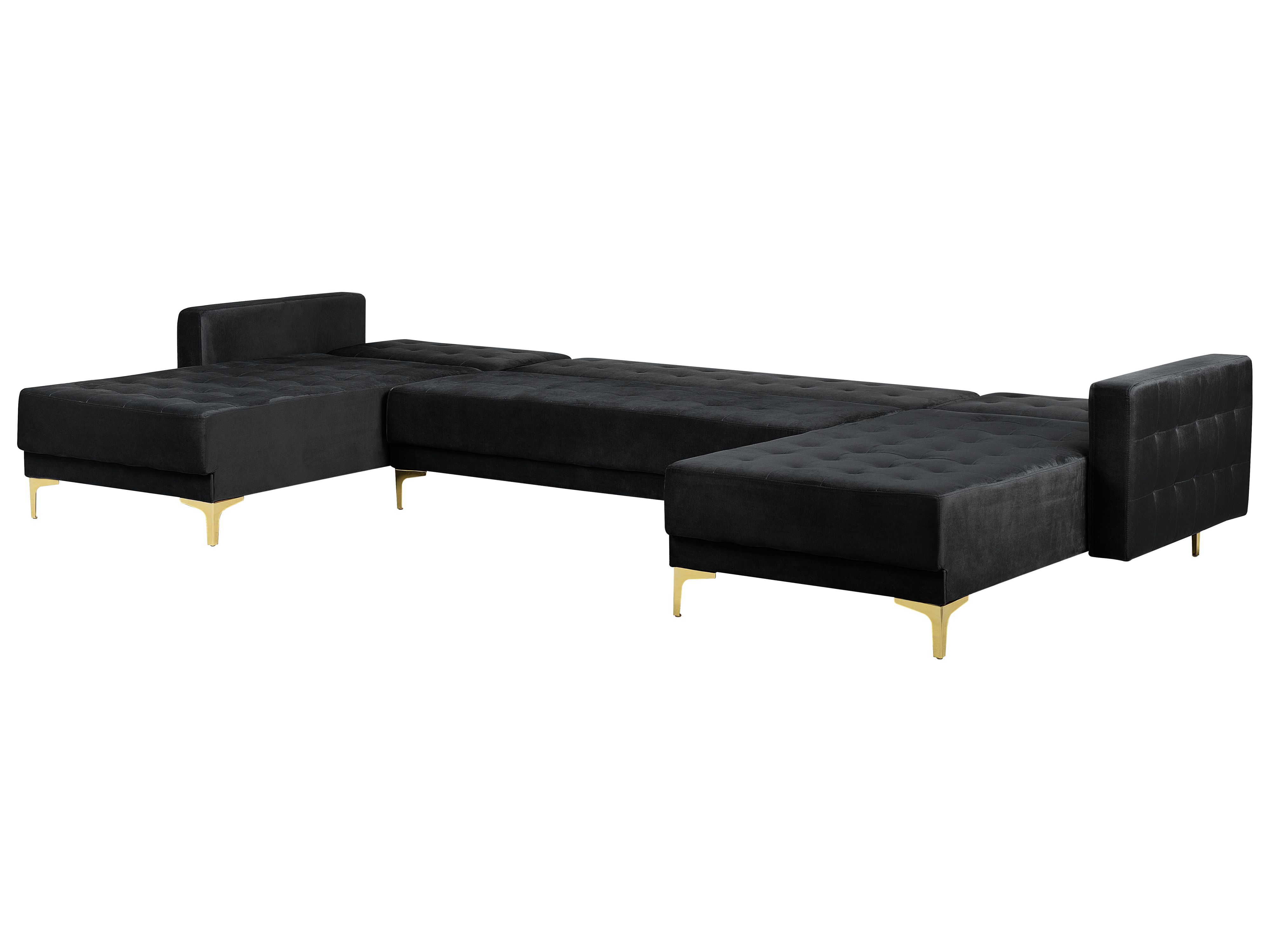 5 Seater UShaped Modular Velvet Sofa Black ABERDEEN Beliani.co.uk