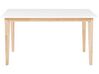 Table à manger extensible blanche et bois clair 140/180 x 90 cm SOLA_808721