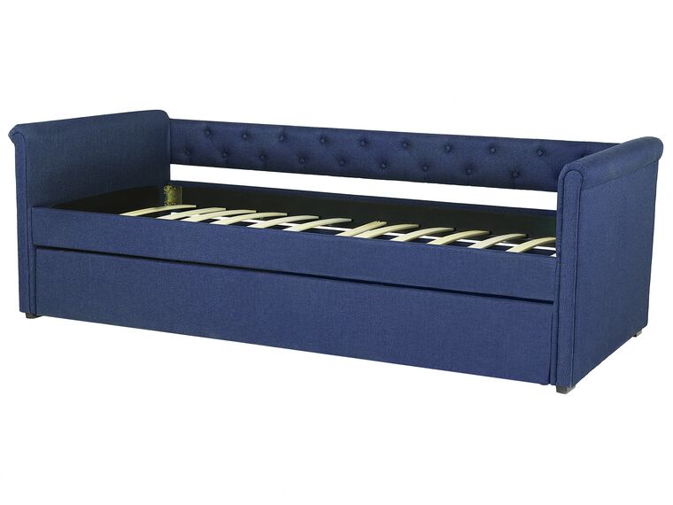 Fabric Eu Single Trundle Bed Blue Libourne Uk 2531