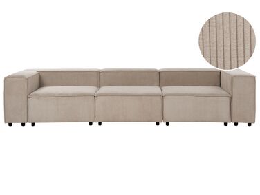 Sofa modułowa 3-osobowa sztruksowa jasnobrązowa APRICA