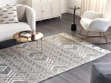 Wool Area Rug 160 x 230 cm White and Black PAZAR