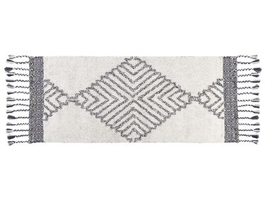 Teppich Baumwolle weiß / schwarz 80 x 150 cm geometrisches Muster Kurzflor ERAY
