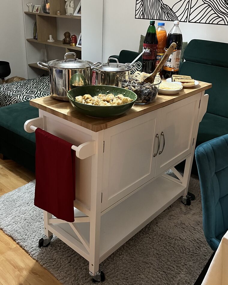 Desserte Sur Roulette Avec 2 Tiroirs Plateau Suppérieur En