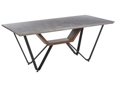 Jedálenský stôl s betónovým vzhľadom 180 x 90 cm sivá/čierna BANDURA