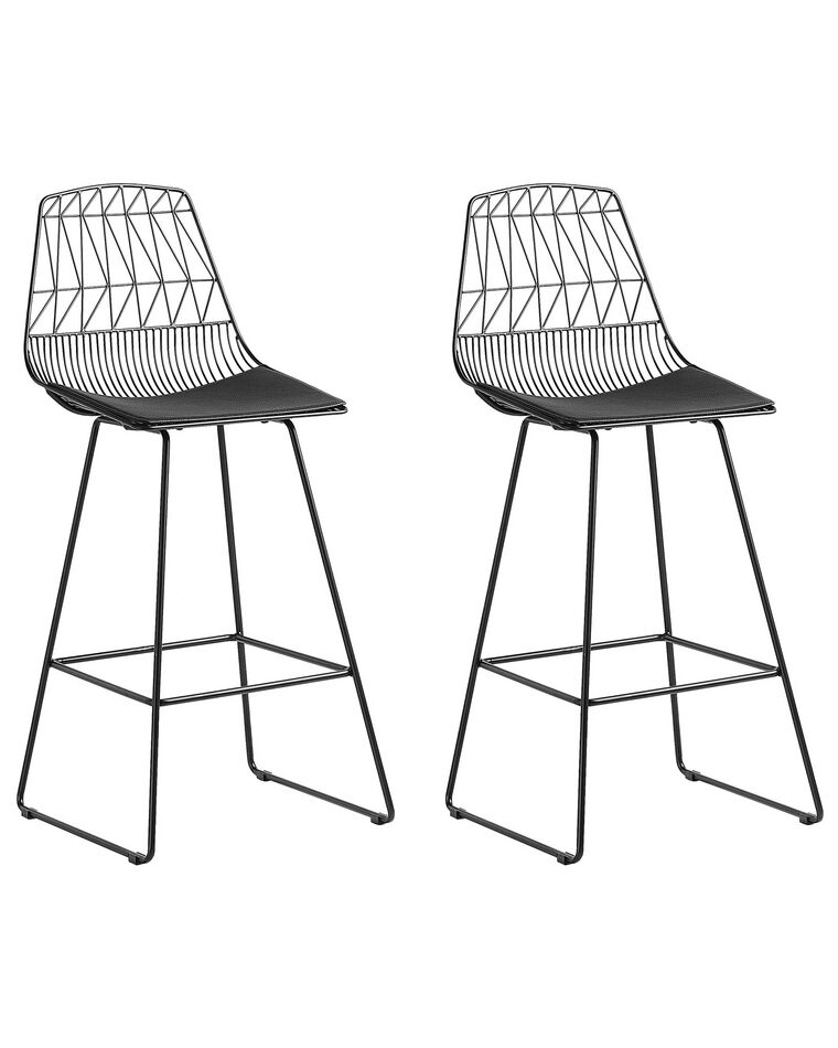 Set of 2 Metal Bar Chairs Black PRESTON_702468