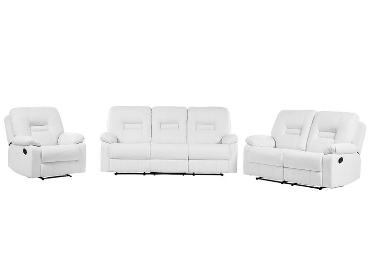 Faux Leather Manual Recliner Living Room Set White BERGEN_681571