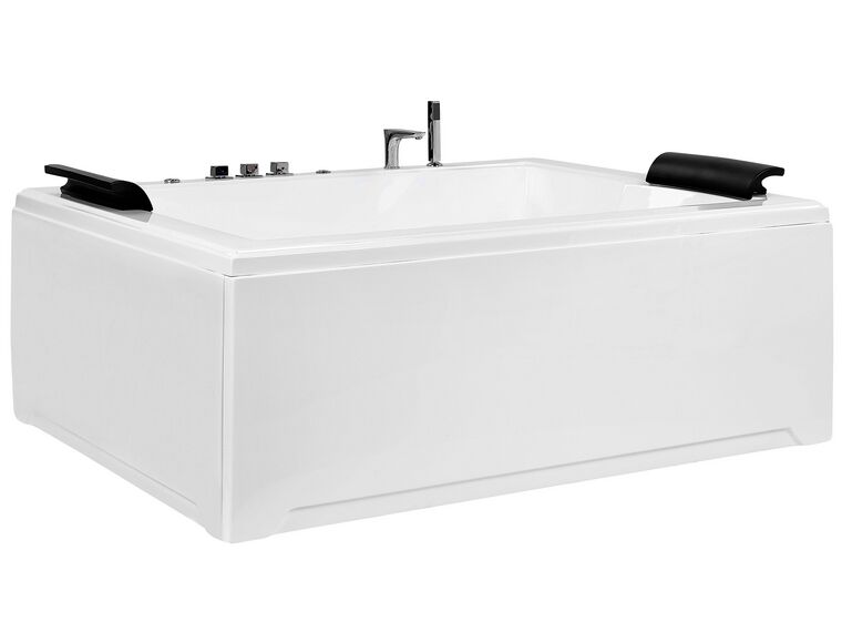 Whirlpool Bath with LED 1830 x 1420 mm White SALAMANCA Beliani.co.uk