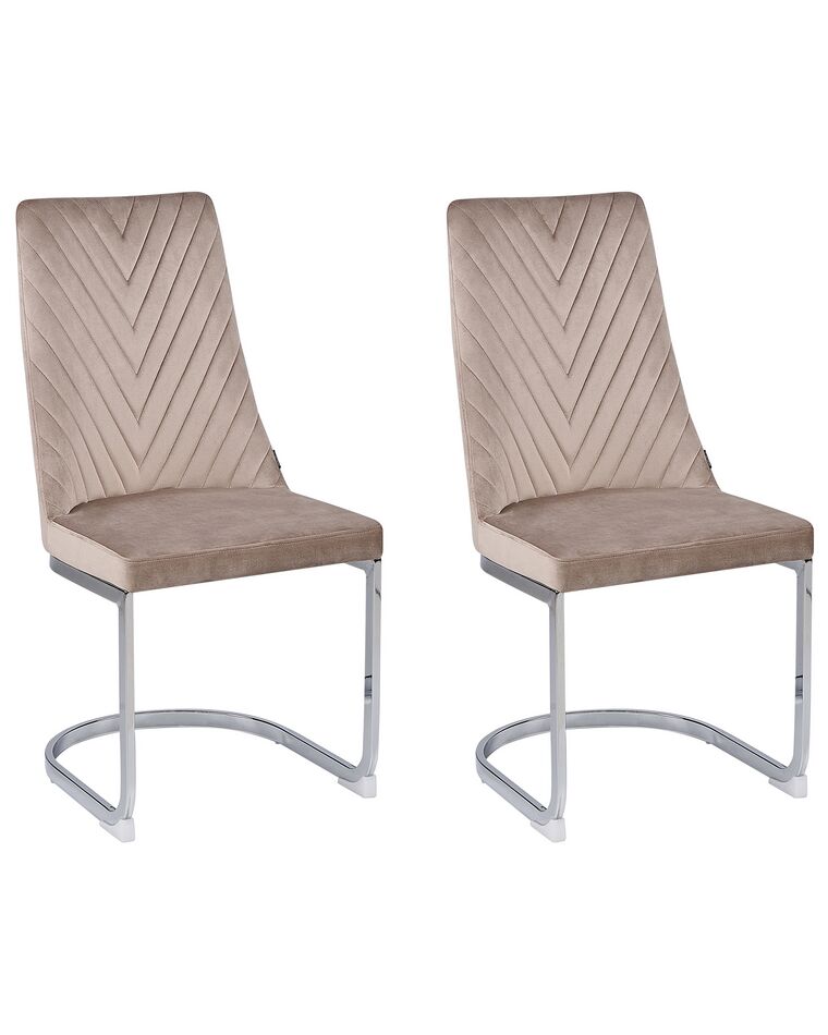Set of 2 Velvet Dining Chairs Beige ALTOONA_795732