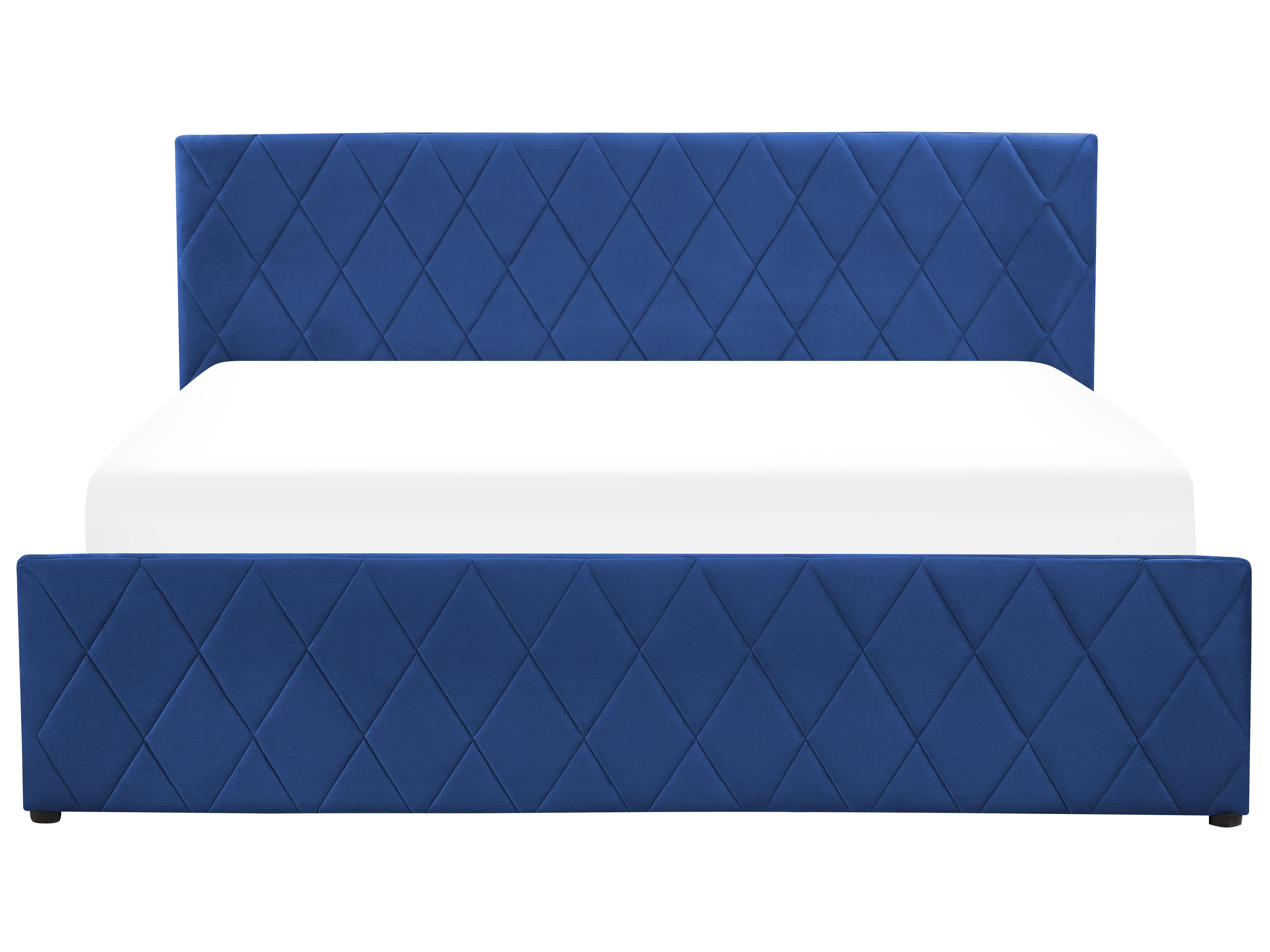 Velvet EU Super King Size Ottoman Bed Blue ROCHEFORT Beliani.co.uk