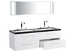 Móvel de casa de banho suspenso com 2 lavatórios e espelho branco MALAGA_768804