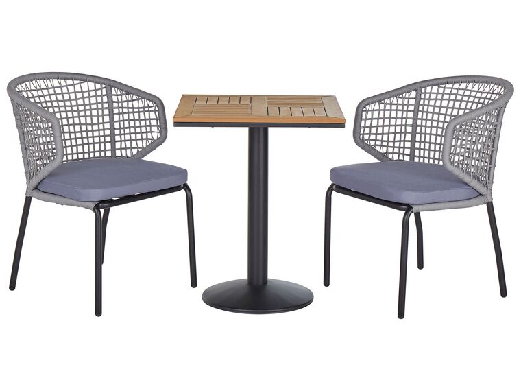 Salon de jardin bistrot table et 2 chaises grises PALMI_808222