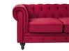 3 Seater Velvet Fabric Sofa Red CHESTERFIELD_778755