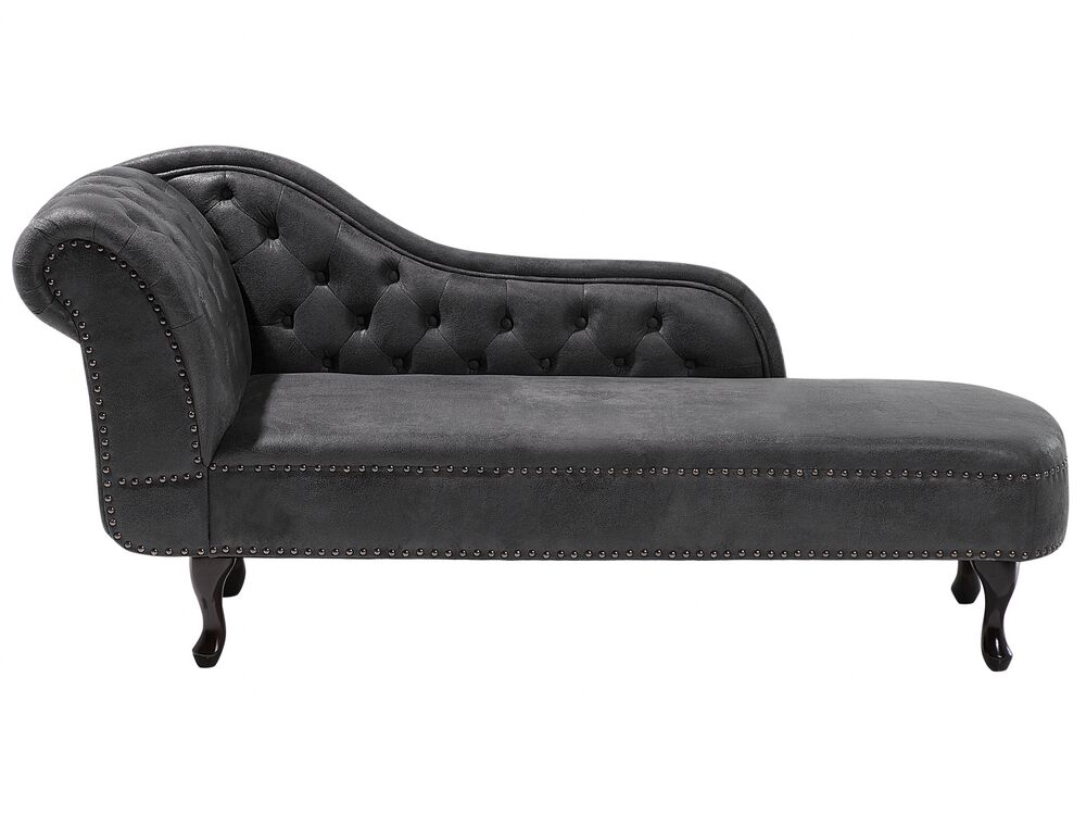 Left Hand Chaise Lounge Faux Suede Grey NIMES Beliani.co.uk