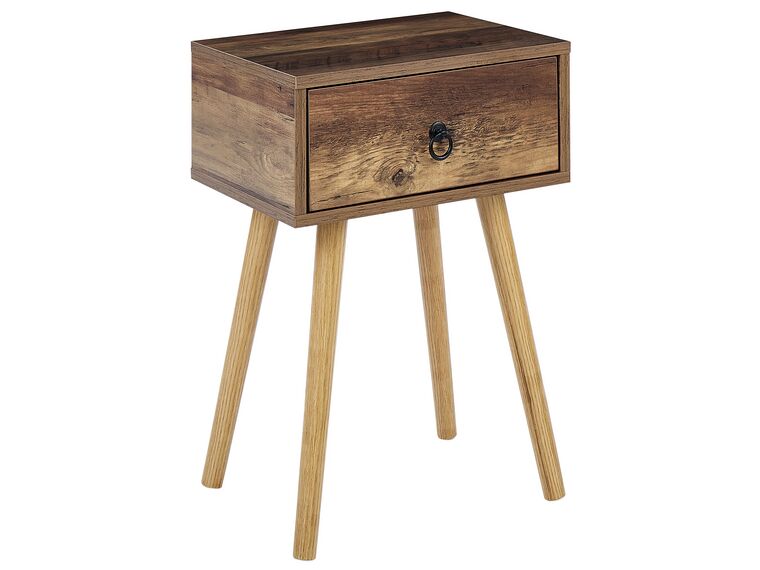 Mesa de cabeceira com 1 gaveta em madeira escura BATLEY_790370