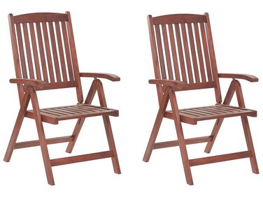 Set of 2 Acacia Wood Garden Chairs TOSCANA