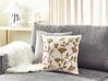 Bawełniana poduszka dekoracyjna haftowana w kwiaty 45 x 45 cm biała z beżowym LUDISIA_892673