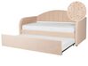 Boucle EU Single Trundle Bed Peach Pink EYBURIE_907131