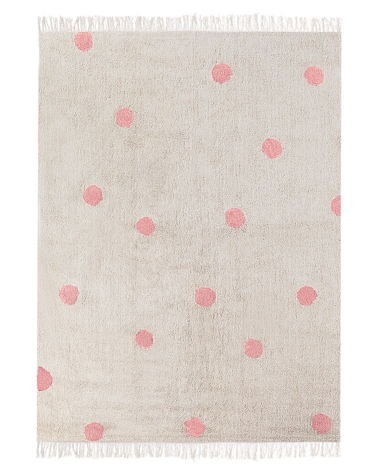Bézs és rózsaszín pamut gyerekszőnyeg 140 x 200 cm DARDERE_906603