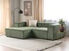 Canapé d'angle à droite 2 places modulable en velours côtelé vert APRICA_904162