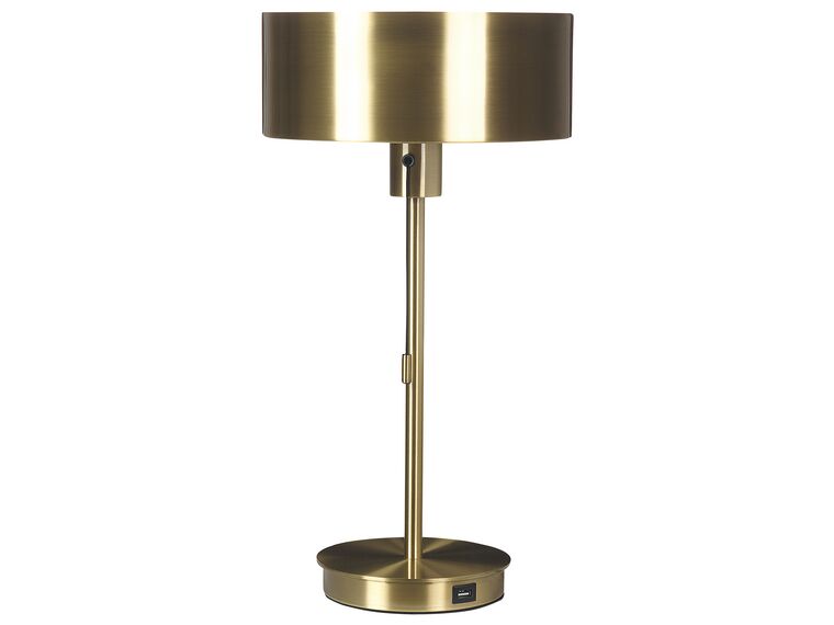 Lampa stołowa metalowa z portem USB złota ARIPO_851361