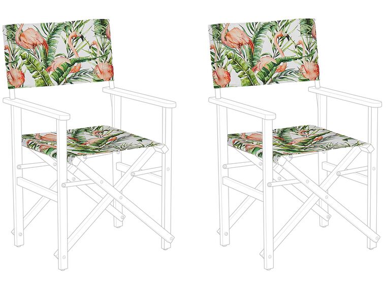 Set of 2 Garden Chair Replacement Fabrics Flamingo Pattern CINE_819462