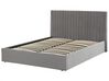 Zamatová posteľ s úložným priestorom 160 x 200 cm sivá VION_826755