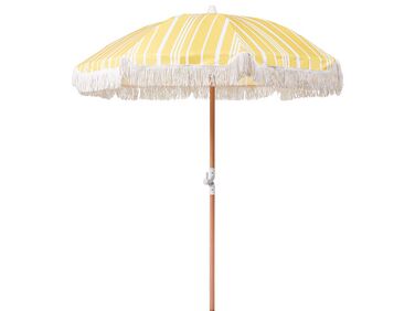 Sonnenschirm ⌀ 150 cm gelb / weiß mit Volant MONDELLO