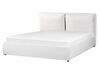 Zamatová posteľ s úložným priestorom 160 x 200 cm krémová biela BAJONNA_871255