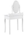 Toaletka 1 szuflada owalne lustro ze stołkiem biała SOLEIL _786307