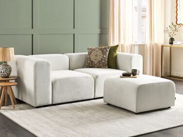 2-seters modulær sofa med ottoman kordfløyel Hvit FALSTERBO