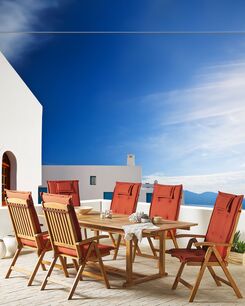 Puutarhatuolit 6kpl terrakotan värisillä pehmusteilla JAVA