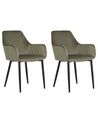 Sada 2 sametových jídelních židlí olivově zelené WELLSTON_885821