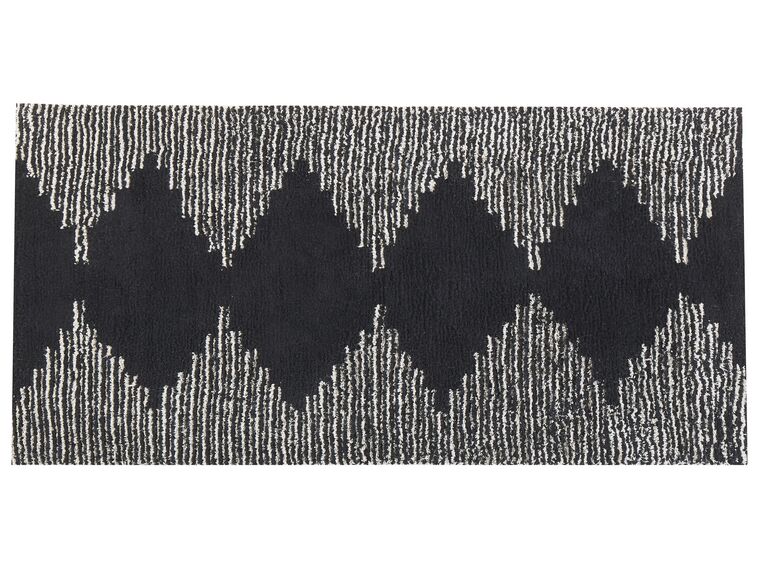 Tapis en coton 80 x 150 cm noir et blanc BATHINDA_817011
