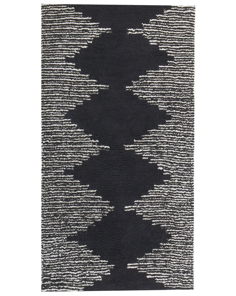 Alfombra de algodón negro/blanco 80 x 150 cm BATHINDA_817011