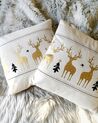 Set of 2 Cotton Cushions Reindeer Pattern 45 x 45 cm White DONNER_884139