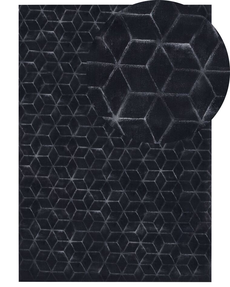 Vloerkleed kunstbont zwart 160 x 230 cm THATTA_858395