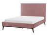 Łóżko welurowe 140 x 200 cm różowe BAYONNE_901269