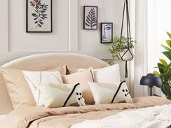 Beige abstrakti kuvioitu koristetyyny setti 2 kpl 30 x 50 cm OSTEOSPERMUM