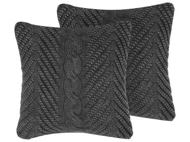 Set of 2 Cotton Embossed Cushions 45 x 45 cm Grey KONNI