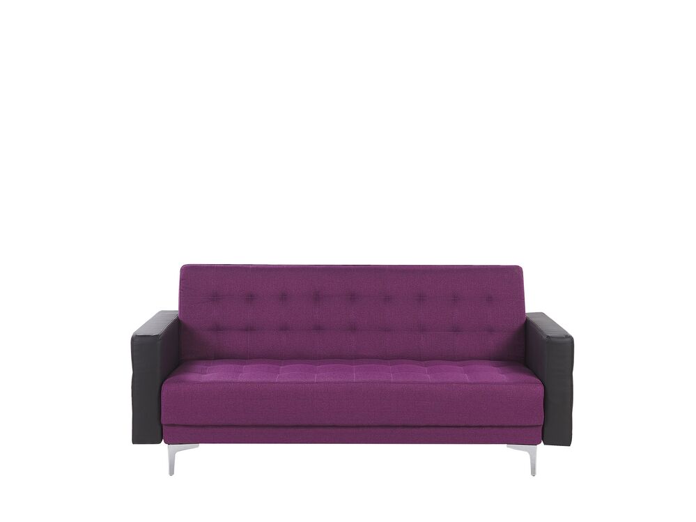 3 Seater Fabric Sofa Bed Purple With Black Aberdeen Beliani Es 3 Seater Fabric Sofa Bed Purple With, Purple 3 Seater Sofa Bed