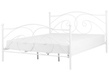 Bílá kovová postel s rámem 180 x 200 cm DINARD